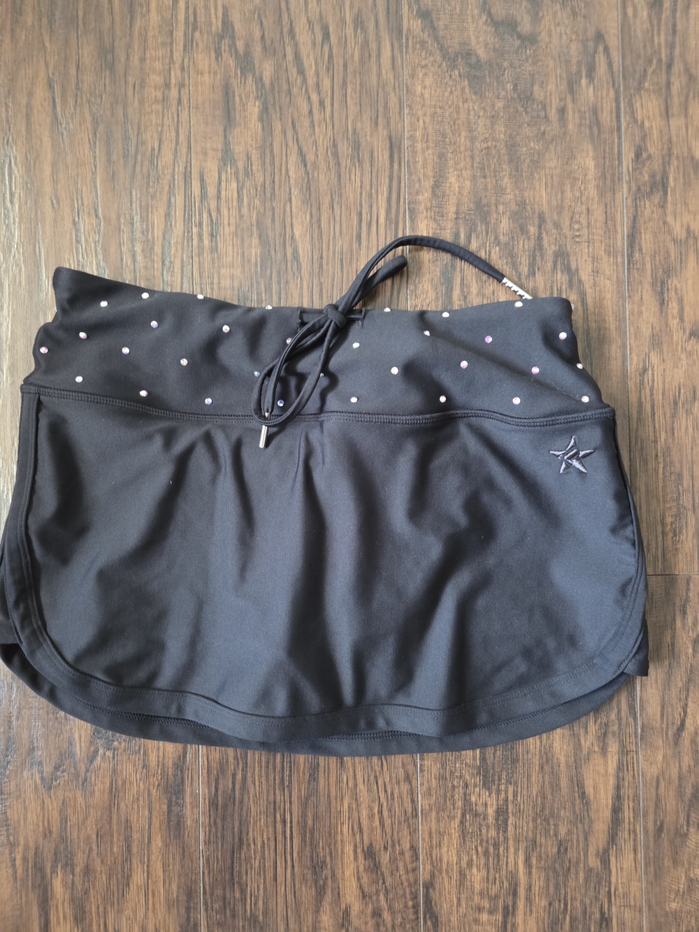 Rebel Athletics Girls' Black Athletic Skort with Rhinestone Waist